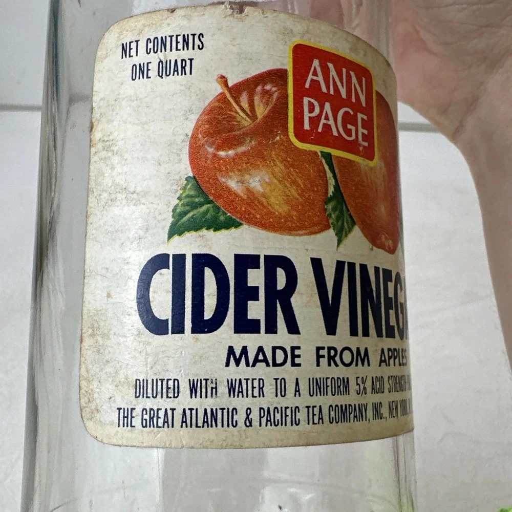 Vintage Ann Page Cider Vinegar Glass Bottle Great Atlantic Pacific Tea New York
